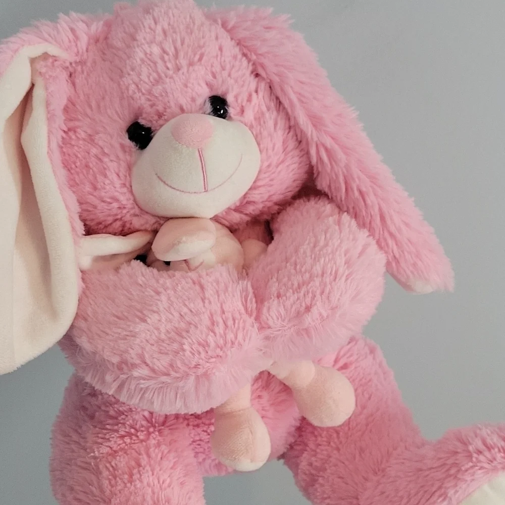 GOFFA Pink Mother Bunny with Baby Bunny Plush Toy
